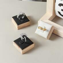 1pc Natural Bamboo Wood Ring Holder Jewelry Display Stand Back To School,Room Decor - Multicolor - View 11