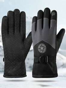 1 par de guantes gruesos y cálidos de invierno para hombres y mujeres, con forro polar grueso, a prueba de viento, frío y agua, para ciclismo y esquí