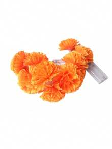 1pc Marigold Wreath With LED Lights, Battery Operated, Decorative, 10pcs LED Artificial Marigold String Lights, Battery Operated, Suitable For Day Of The Dead, Halloween, Diwali, Altar, Grave, Cemetery Decoration - Multicolor - View 12