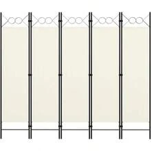 Room Divider Screens Folding Privacy Screens Home Office 5Panel Room Divider Cream White 78.7"X70.9"