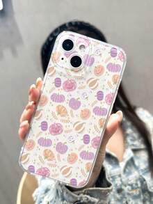 1 pieza Funda de teléfono suave y transparente de TPU con patrón de calabaza colorida de Halloween, adecuada para iPhone 11 12 XR 13 13 Pro 13 Pro Max 14 14 Pro 14 Pro Max 15 15 Pro 15 Plus 15 Pro Max 16 16 Pro 16 Plus 16 Pro Max