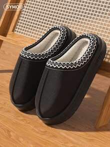 Pantoufles en peluche chaudes pour femmes, pantoufles de maison à semelle épaisse doublée, convenant pour l'automne/l'hiver