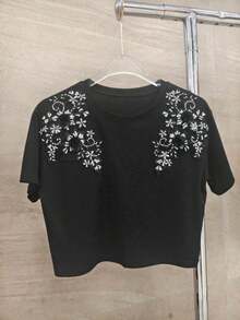 Max Cropped bordado de Strass Brilhante importado femininas modas SD1611
