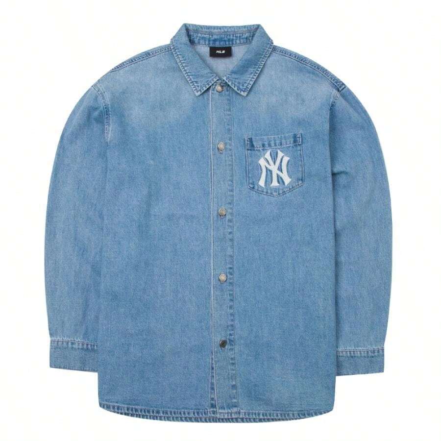 MLB Camisa de manga larga unisex, DEGRADADO DE COLOR MONOGRAMA CLÁSICO GRAN LUX, Parte superior casual con cuello cómoda, Se recomienda pedir una talla menos, 3ADRM0451-50INS