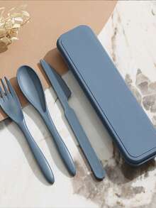 1 Set Posate Portatili, Set di Posate in Plastica Portatili con Coltello, Forchetta e Cucchiaio con Custodia, Posate in Plastica Rinforzata, Posate da Campeggio, Set di Posate Riutilizzabili per Picnic e Uso Quotidiano (con Scatola di Conservazione), Set di Posate in Plastica con Custodia, Cucchiaio, Coltello, Forchetta, Posate da Campeggio Portatili per Uso Quotidiano, Esterno, Picnic, Viaggio (Grande), Forniture Scolastiche, Essenziali per il Ritorno a Scuola, Regali di Natale