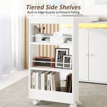 53" Rotating L-Shaped Computer Desk With Storage Cabinet, Drawer & Shelves, Modern Study Writing Table, Home Office Bedroom Workstation For Small Space - 白色 - 查看 6