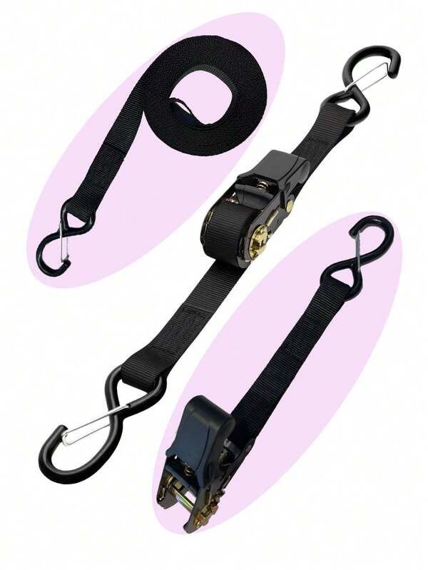 1 pieza Correa de trinquete retráctil - Ancho de 1 pulgada, Longitud de 16 pies, Resistencia a la rotura de 2400 libras. Estas correas de sujeción autorretraíbles de uso intensivo son ideales para camiones, remolques de carga, motocicletas y talla grande.