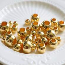 10/20/50/100pcs Faux Pearl Large Hole Plastic Beads, Silver/Gold/Acrylic DIY Loose Beads For Jewelry Making Accessories - Gold - View 9