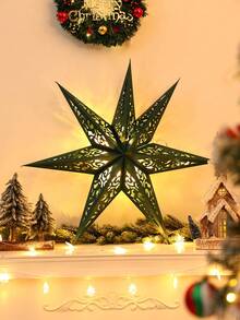 1 قطعة/3 قطع ظل مصباح بشكل نجمة ورقية مفرغة، غطاء فانوس ورقي عيد الميلاد المجيد، نجمة خضراء ذات سبع نقاط بقياس 35/45/75 سم، ديكور عيد الميلاد، ديكور حفلة عيد الميلاد، ديكور شجرة عيد الميلاد، ديكور عيد الميلاد المجيد للمنزل، ديكور منزلي، زينة عيد الميلاد، ديكور رأس السنة الجديدة 2026