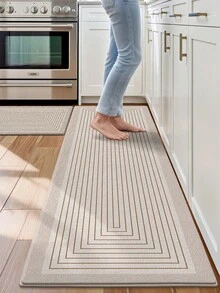 1 pieza Alfombra de pasillo vintage, alfombra de área, material de mezcla de lana, engrosada, a rayas, minimalista, generosa, cómoda y suave de estilo casual, lavable a máquina, plegable, adecuada para cocina, baño, comedor, pasillo, fiesta, reunión, Año Nuevo, todas las estaciones, decoración de patio, decoración del hogar, decoración de habitación, decoración de festivales