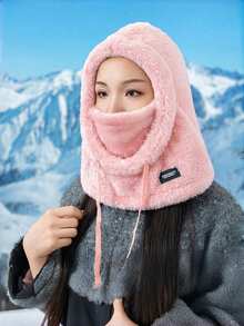 1件装冬季抓绒拉法帽滑雪面罩，保暖面罩，涤纶针织全头颈部保暖套，轻便，可手洗，无弹力面料，适合户外骑行、滑雪、日常通勤、冬季旅行，女士款 - 彩色 - 查看 5