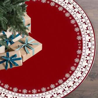 圣诞节主题图案彩色印花高品质涤纶圣诞树裙，尺寸为 35.43 英寸 x 47.24 英寸 x 57.08 英寸，适用于各种场景的圣诞装饰，也适用于感恩节、圣诞节和新年家居装饰、房间装饰、冬季圣诞装饰、家居圣诞礼物、圣诞装饰品