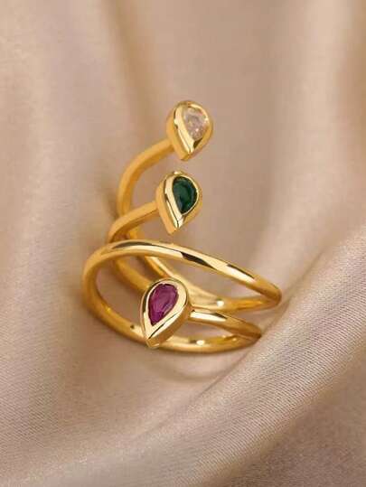 1 Stück Hochzeitsschmuck Braut Brautjungfer Mode einstellbarer Ring mit 3 Strass, luxuriöses & einzigartiges Design für Frauen, geeignet als Geschenk, für Hochzeiten, Partys, täglichen Gebrauch