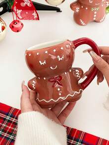 可爱卡通圣诞姜饼人情侣陶瓷杯、茶杯、果汁杯、咖啡杯 - 彩色 - 查看 7