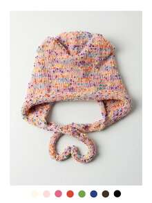 Bandeau tricoté à oreilles d'ours colorées, bonnet d'ours mignon pour femmes, bonnet en tricot chaud et polyvalent pour l'automne/l'hiver - Multicolore - Voir 6