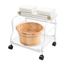 Beauty Salon Nail Or Foot Bath Spa Portable Trolley, Cart For Foot Rest Pedicure Manicure Funiture Massage Table Salon Accessory, Footrest Stand - White - View 4