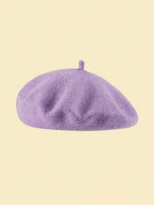 1 件装贝雷帽法式风格无檐便帽纯色艺术家画家冬季帽子女孩休闲使用 - Beret - 查看 10