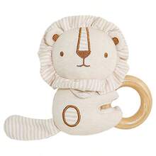 婴儿木制摇铃牙胶摇铃，婴儿发育手抓摇铃，柔软毛绒动物感官牙胶，适合 0-6 个月，新生儿蒙特梭利毛绒玩具，吱吱作响的感官旅行配件，柔软的质地和皱褶的声音，适合男婴、女婴的最佳新生儿圣诞新年礼物 - 彩色 - 查看 8