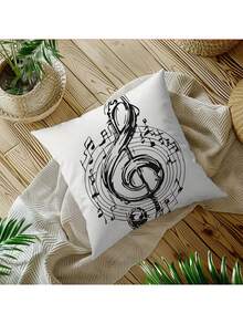 4pcs Black & White Musical Note Throw Pillow Covers - Machine Washable Polyester, Zippered, Suitable For Indoor & Outdoor Decor, Bohemian Style Decorative Pillow Covers (Pillow Insert Not Included) - Multicolor - View 8