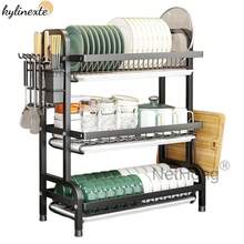 2/3 Tier Dish Drainer Plate Rack With Drip Draining Plate Bowl Tray Sink Drying UK - 2-tier - View 8