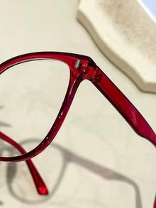 1pc Women's Red Round Frame Big Square Glasses, Fashionable Versatile Decorative Non-Prescription Glasses Daily Accessory - Nhiều màu - Xem 3