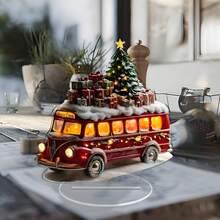 7.09"X6.29" Charming Acrylic Christmas Truck Decor, Holiday Tabletop Decoration For Home, Office And Outdoor Spaces - Ideal Holiday Gift Home Decor Christmas Decorations Room Decor