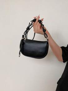 荔枝纹迷你手提包，女士新款时尚轻便日常斜挎包，小钱包 - 黑色 - 查看 5