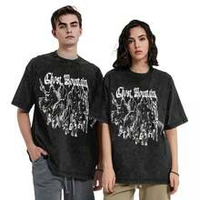 Ovresize Haunted Mound Sematary Ghost Mountain Outfit Shirt Y2K  Washed Style T-Shirts  Man Fashion Top Tees Streetwear - TT - View 4