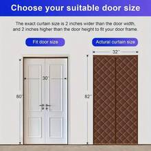 ستارة باب عازلة للحرارة مغناطيسية - قماش أكسفورد ثقيل، بطانة مسمكة، زيادة في الارتفاع بمقدار 2 بوصة، تناسب أبواب الزجاج الانزلاقية 80-120 سم، تحافظ على الدفء وتقلل الضوضاء في الشتاء، لون بني، ستارة باب شتوية، عزل باب انزلاقي، سطح منسوج، بنية متينة، عزل المنزل، تصميم، خياطة مقواة، حل عزل المنزل