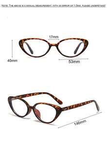 1 pieza Gafas de mujer con montura de ojo de gato y estampado de leopardo en color negro, gafas para mujer, gafas transparentes, accesorios para teléfono, material de PC ligero y cómodo, estilo Y2K, de vuelta a la escuela, adecuado para uso diario, oficina, transporte, teléfono móvil, computadora, juegos.