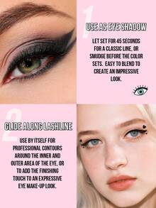 Misslyn Highly Pigmented Dual-Use Cream Eyeliner Pencil, Smudge-Proof, Cruelty-Free, Smooth & Long-Lasting, Ideal For Y2K, Party, Beach, Travel, Holiday, Camping, Gifts, Rose Fashion, New Year, Valentine's Day, Vegan - 50 Dip Black - View 7