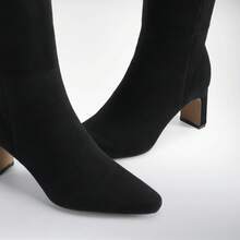 Women's Knee High Boots Chunky Block Heel Square Toe Side Zipper Solid Color Fashionable Sexy Tall Boots For Women For  Autumn/Winter - DA LỘN MÀU ĐEN - Xem 7