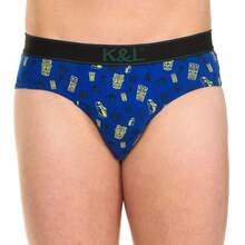 Kisses and Love Pack-2 Slips Lustiger atmungsaktiver Stoff KLS1 Mann - Blau-Gelb - Übersicht 4