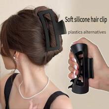 4 piezas/2 piezas/1 pieza Nuevos clips de pelo de silicona suave de 11 cm sin deslizamiento y antideslizantes - Agarre fuerte, unisex - Elegantes clips de pelo negros, adecuados para uso diario, gimnasio, ocasiones formales - Extracción sin daños, accesorio de pelo moderno, accesorios de pelo con textura de goma, pinzas de garra de otoño, accesorios de invierno para atuendos de vacaciones para mujer