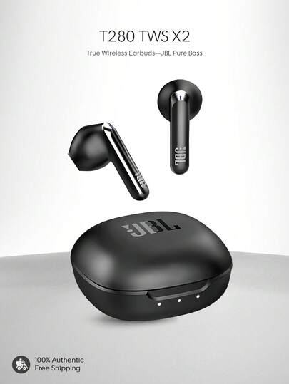 JBL T280TWS X2 无线蓝牙 5.3 耳机 - 半入耳式运动耳机，具备降噪功能，IPX4 防水防汗，适合健身/跑步，支持 Type-C 快速充电