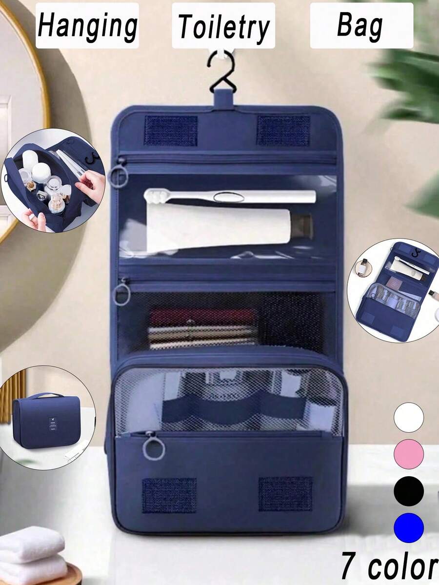 1 túi đựng mỹ phẩm du lịch chống thấm nước dung tích lớn, túi đựng đồ vệ sinh cá nhân di động có móc, giá đựng cọ trang điểm, túi mỹ phẩm đa chức năng, vật dụng cần thiết cho du lịch, du thuyền, ký túc xá, ngày Valentine, phù dâu, sinh nhật, bạn bè & giáo viên, mẹ, Giáng sinh, quà tặng Halloween
