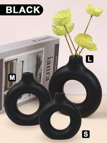 1 Stück einfache, leicht-luxuriöse, einfarbige donutförmige Vase, eine minimalistische Vase in Weiß, Rosa und Schwarz, in verschiedenen Farben und Spezifikationen erhältlich, geeignet für Heimdekoration, Wohnzimmerdekoration, Schreibtischvase, Balkondekoration, Esszimmervase, Schlafzimmervase, unzerbrechliche Vase, geeignet für Hochzeiten, Partys, Veranstaltungen und Gärten.