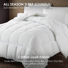Down Alternative Comforter Queen Size - Fluffy Duvet Insert - Puffy Premium All Season Winter - Luxury Breathable Hotel Plush Comforter - Queen, White,90x90 Inches - White - View 8