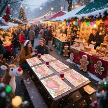 1 set/1 pieza/4 piezas/6 piezas/100 piezas Manteles individuales con estampado de hombres de jengibre y muñecos de nieve, adecuados para decoración del hogar, regalos de cumpleaños, regalos de festivales, decoraciones de cocina y fiestas, se pueden dar como regalos de Navidad