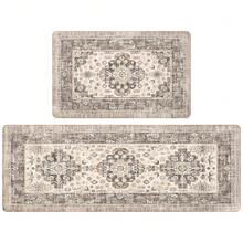 Pauwer Kitchen Rugs Set Of 2 Anti Fatigue Kitchen Mats For Floor Cushioned Kitchen Rugs And Mats Non Skid Washable Kitchen Floor Mat Comfort Standing Mat Waterproof Kitchen Runner, Brown - 棕色 - 查看 1