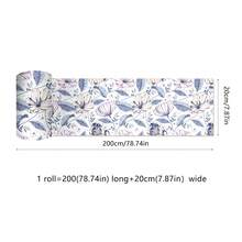 Papel tapiz autoadhesivo y removible con patrón de flores y hierba, rollo de papel tapiz autoadhesivo y resistente al agua que se puede cortar a medida, adecuado para baño, ducha, cocina, sala de estar, oficina y decoración de habitaciones, decoración del hogar, decoración de paredes. Tamaño de 3.94/5.9*78.74 pulgadas adecuado para decoración parcial, tamaño de 7.87/11.81*78.74 pulgadas adecuado para aplicación en áreas grandes.