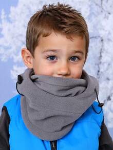 1 件装颈部全脸滑雪面罩帽儿童羊毛拉法帽男孩女孩儿童滑雪帽 - 純色 - 查看 2