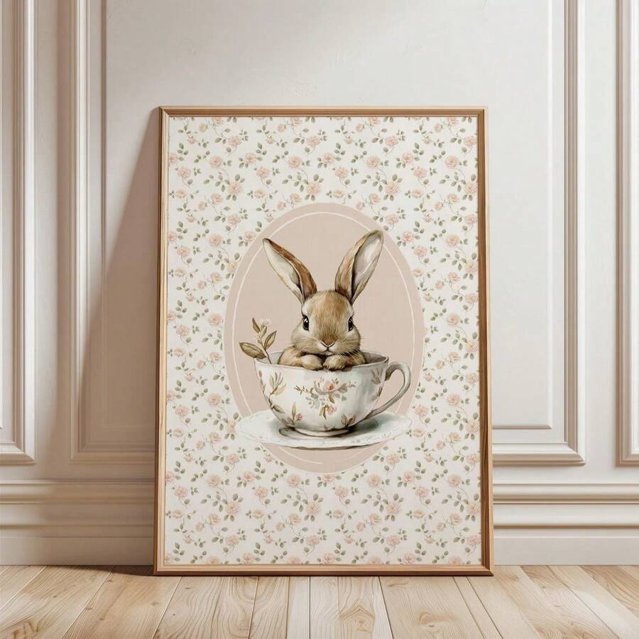1 件异想天开的茶杯老鼠壁画数字民间艺术印刷品,带有复古乡村插画,无框育儿室装饰,适用于婴儿房/客厅/宿舍,完美的婴儿送礼会礼物和故事书动物墙饰(老鼠印花、时髦海报、墙面印刷品、美学育儿室艺术) - 彩色 - 查看 1
