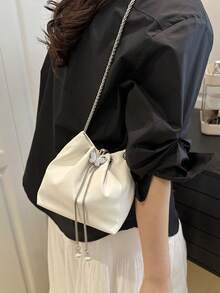 Women's Minimalist Bow Decor Chain Strap Crossbody Bag