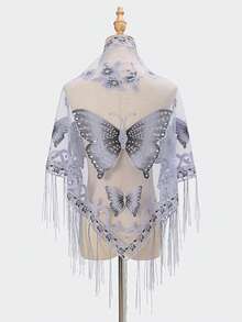 1pc Floral Burnout Scarf, Lace Scarf, Printed Neckerchief, Basic Solid Color Burnout Scarf, Y2K Style