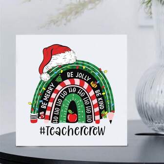 Placa y letreros decorativos de Navidad con arcoíris, decoración de oficina linda, "Sé alegre, feliz y amable" para maestros en Navidad, decoración de pared, decoración de escritorio, decoración del hogar, decoración de habitación