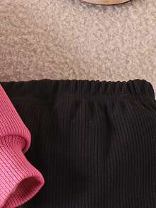 2 件套女婴甜心针织开衫和喇叭裤套装，春秋 - 玫紅色 - 查看 8