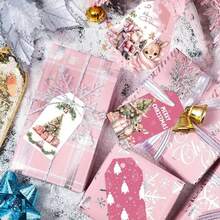 24/12 pièces Étiquettes de Noël roses à suspendre avec corde de jute, design Père Noël et cerf, étiquettes en bois pour fête de Noël, emballage cadeau DIY, décoration de vacances, sans plume, sans alimentation électrique, style aléatoire, Joyeux Noël