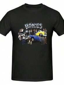 Lil Homies Lowriders Graphic Tee- Black Casual Round Neck-Shirt With Funny Homies Life, Washable, All-Season Comfort Fit Adults, Allseason Apparel Humorous Graphic Tee Comfortable Fit - trắng - Xem 7
