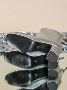 2025 Herbst/Winter Neue Damen High-End Silber High-End Elegante Plateau Knöchel Stiefel - Geeignet für Partys, Galas, Veranstaltungen und den täglichen Gebrauch, bequeme, vielseitige, modische High-End Einfarbige Lederstiefel mit Fellfutter und Reißverschluss hinten, sexy elegant avantgardistisch für Party, Hochzeit, Halloween, Weihnachten, Damen Wadenstiefel, Damenstiefel, Damenleder Stiefel, Damen Schaftstiefel - Silber - Übersicht 6